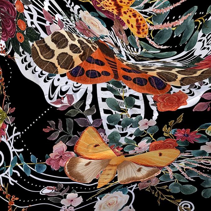 AILONEN Death Moth Shower Curtain,Sun Moon Shower Curtain Set for Kids Girls Boys,Boho Natural Plants Bathroom Decor Shower Curtain with 12 Hooks,36" W*72" H