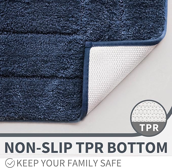 GRANNY SAYS Bathroom Rugs Sets 2 Piece,Soft Bath Mats for Bathroom, Bath Rugs Non Slip Washable, Absorbent Bath Rug for Tub, Shower and Toilet, Bath Mat Set (Blue, 20" x 32" + 16" x 24")