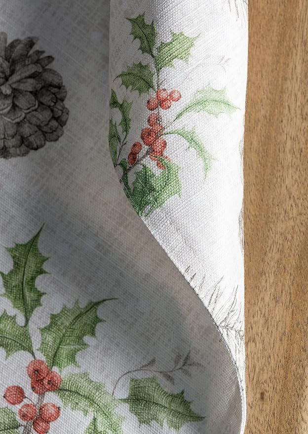 Maison d' Hermine Placemats Set of 4 100% Cotton Washable Cloth Place Mats, Reusable Table Mats for Kitchen Dining Decoration, Party, Wedding, Restaurant (Christmas Dew, 13" x 19")