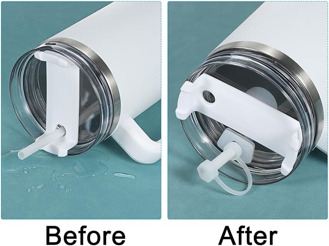 PATIKIL Silicone Spill Stopper for Straw Cup 2.0 40oz/ 30oz, Set of 6 Tumbler Accessories Including 2 Straw Cover Cap, 2 Square Spill Stopper and 2 Round Leak Stopper, Clear/Pink