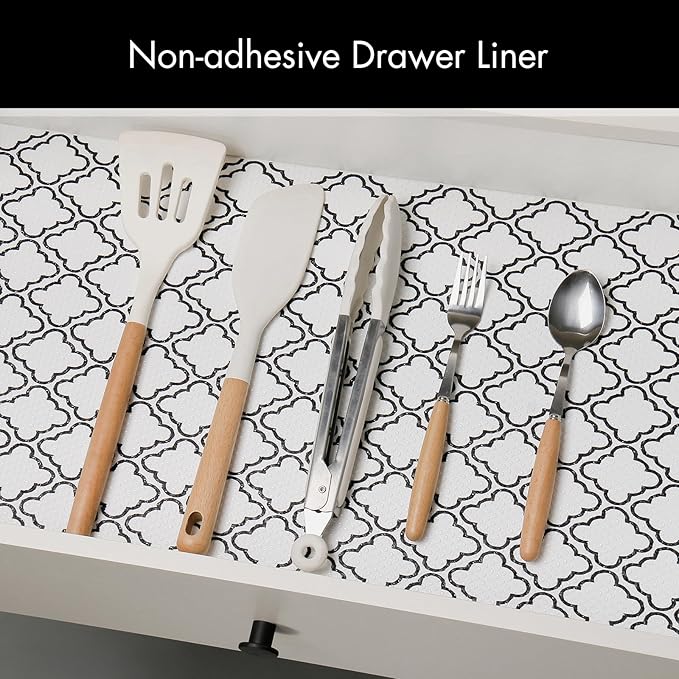 Cooyes Shelf Liner – Non-Slip Shelf Liners for Kitchen Cabinets – Waterproof Shelf Paper with Modern Pattern – Durable EVA Cabinet Liners