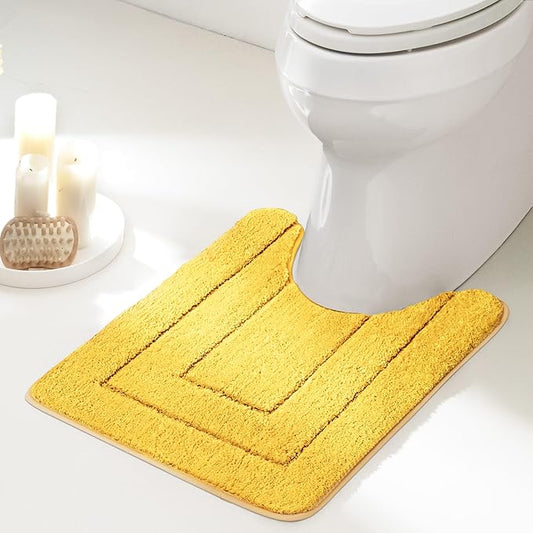 GRANNY SAYS Bathroom Toilet Rugs U Shaped, Bath Mats for Bathroom, Bath Rugs Non Slip Washable, Absorbent Microfiber Toilet Mat, Soft Plush Shaggy Bath Carpet, 20" x 24", Yellow