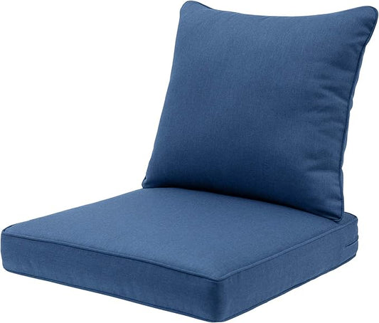 QILLOWAY Outdoor/Indoor Deep Seat Cushions for Patio Furniture, Lawn Chair All Weather Cushion 24 x 24 inch 1 Set,(Indigo)