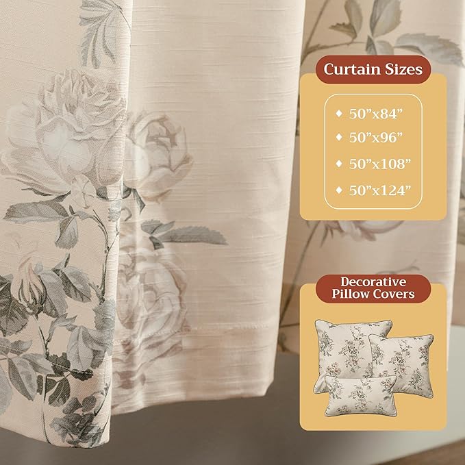 Maison d' Hermine Curtains for Living Room 100% Cotton 108 inch Length One Panel Light Filtering Curtains for Bedroom Windows with Rod and Loop Pockets Drapes (Villette Dove Grey, 50" W x 108" L)