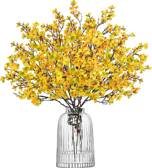 Uieke 6Pcs Artificial Fall Flowers Babys Breath Flower Bulk Fake Silk Flowers Artificial Gypsophila Bouquet Floral for Home Festival Wedding Party Kitchen Bedroom Xmas Décor (Orange)