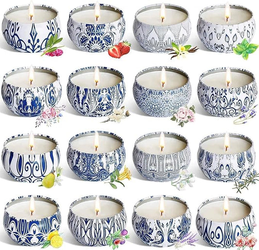 Scented Candles Gifts Set 16 Pack Soy Wax Travel Tin Jar Candles for Home 2.5 OZ Scented Candles for Mom for Christmas, Birthday, Thanksgiving, Mother's Day