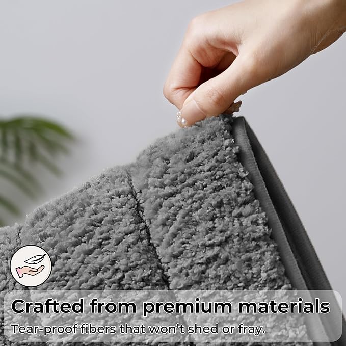 GRANNY SAYS Bathroom Rugs Sets 2 Piece,Soft Bath Mats for Bathroom, Bath Rugs Non Slip Washable, Absorbent Bath Rug for Tub, Shower and Toilet, Bath Mat Set (Grey, 20" x 32" + 16" x 24")