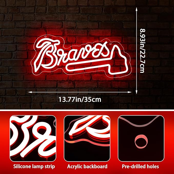 Baseball Neon Sign for Wall Decor Baseball Sport Team LED Neon Light for Man Cave Dormitory Bar Club Birthday Gifts for Sport Fans USB Powered(ZKXD318)