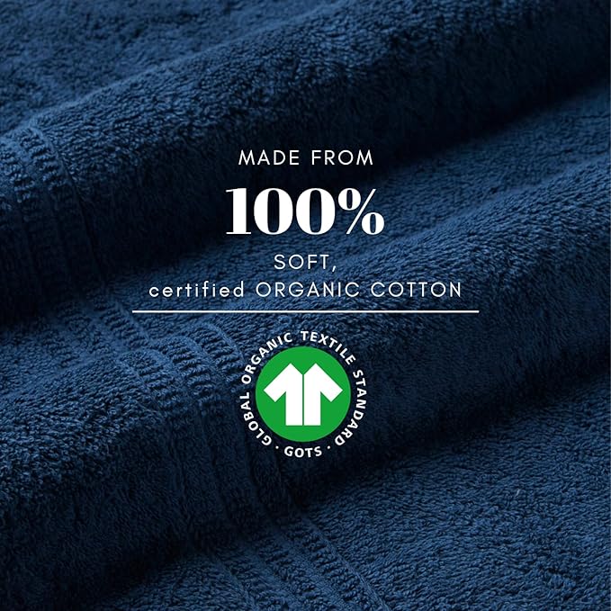 HOMELOVER 4 Piece Luxury Bath Towel Set - 100% Organic Cotton, 500 GSM, Hotel Quality, Highly Absorbent, Soft & Quick Drying Bathroom Towels for Showering, Washing & Guests (Deep Sea Blue)