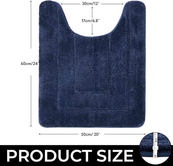GRANNY SAYS Bathroom Toilet Rugs U Shaped, Bath Mats for Bathroom, Bath Rugs Non Slip Washable, Absorbent Microfiber Toilet Mat, Soft Plush Shaggy Bath Carpet, 20" x 24", Blue
