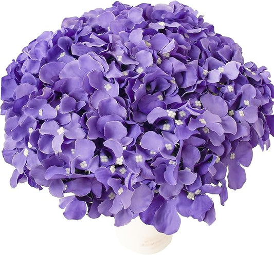 Mandy's 10 Stems Purple Silk Hydrangea Flowers – Artificial Centerpiece for Wedding & Home Decor