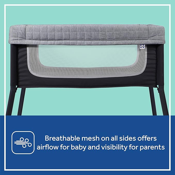 Sealy Cozy Soft Breathable Airy Mesh Lightweight Baby Bassinet & Bedside Sleeper, Newborn Bedside Bassinet for Baby, Portable Bassinet, Stand-Alone or Bedside Sleeper