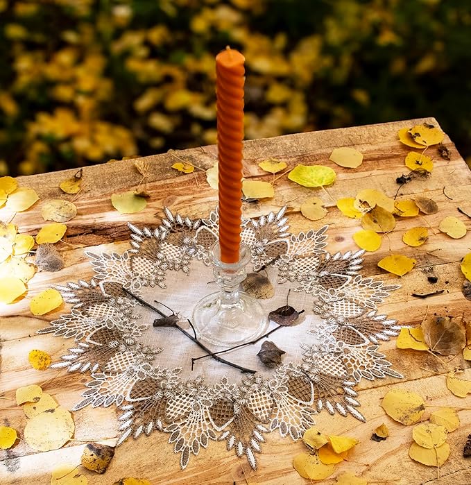 Lace Doily Neutral Earth Tones Table Topper Scarf Place Mat Round Doily (16 inch Round)