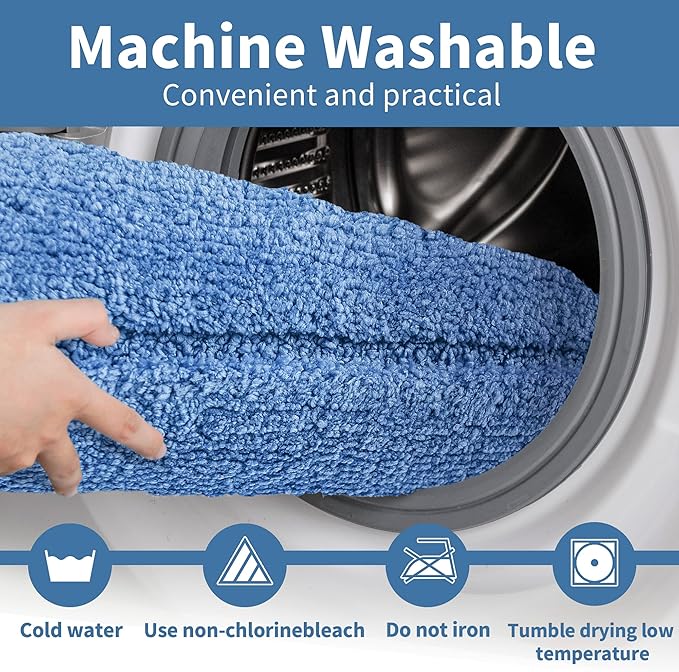 GRANNY SAYS Blue Bathroom Rugs Non Slip, 16" x 24", Bath Rugs for Bathroom, Small Bath Rug Washable，Absorbent Bath Mats for Floor, Microfiber Bath Mat for Tub, Absorbent Shower Rugs