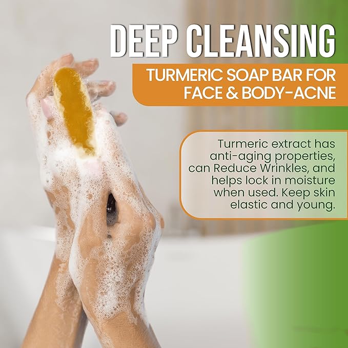 Turmeric Soap Bar for Face & Body - Natural Handmade Soap, Premium Turmeric Face Wash(Pack of 3)