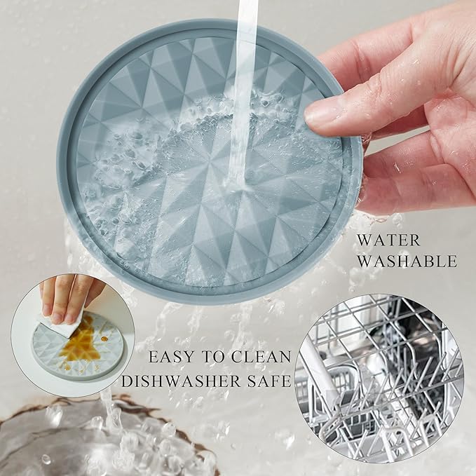 Silicone Coasters for Drinks[4 Pack]- Cup Mat for Tabletop Protection-Non-Slip, Non-Stick, Coffee Table Decor, Great Gift for Any Occasion, Light Blue