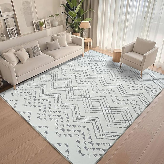 Area Rug Living Room Rugs Large Soft Boho Farmhouse Indoor Floor Rug (Gray, 5'x7')