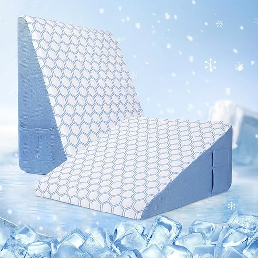 Forias Cooling Wedge Pillow for Sleeping,12" Bed Wedge Pillow for After Surgery,Acid Reflux, Snoring,Memory Foam Top Triangle Pillow Wedge with Breathable Cooling Cover