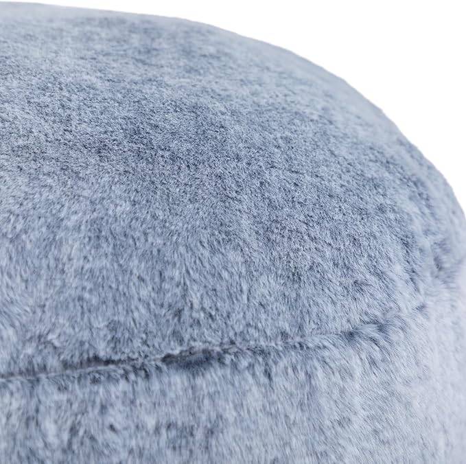 HollyHOME 15"(H) Bean Bag Round Ottoman Pouf, 6.6LB Memory Foam Filled Footstool for Sofa, Accent Stuffed Footrest Stool with Washable Cover, Single Footrest Stool for Living Room, Bedroom, Blue Gray
