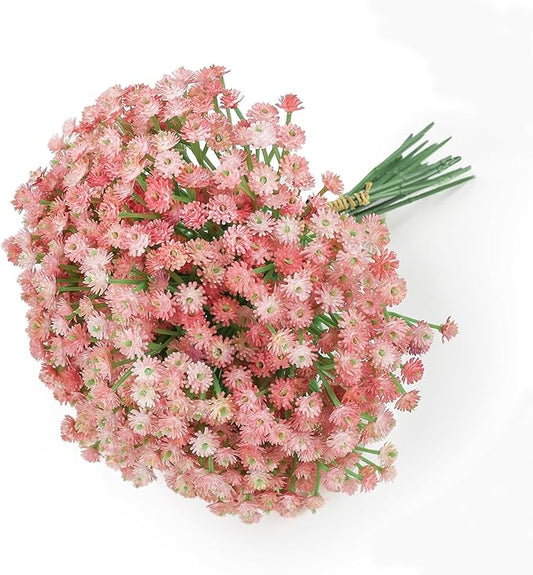 DEEMEI Babys Breath Artificial Flowers 10Pcs 30 Branches Fake Babys Breath Flowers Artificial Bulk Pink Gypsophila Bouquets Real Touch Faux Flowers for Wedding Floral Arrangement Party Home Decor