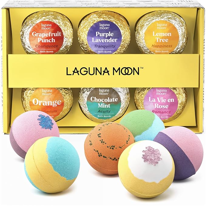 Bath Bombs Gift Set - 6pc XXL Handmade Fizzy Shower Bombs with Essential Oils + Coconut Oil to Moisturize Dry Skin - Relaxing Spa Day for Women, Men, & Kids - Birthday, Anniversary, Bridal