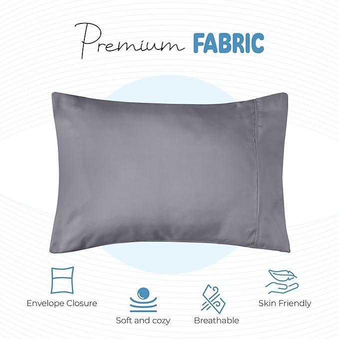Utopia Bedding Toddler Pillow Cases - 2 Pack - Envelope Closure - Soft Brushed Microfiber Fabric - Shrinkage and Fade Resistant Pillow Covers 13 X 18 Inches (Toddler, Grey)