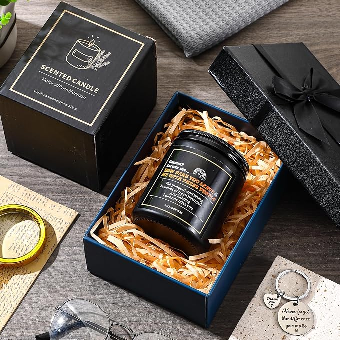 Funny Farewell Gifts: Retirement Scented Candle and Keychain Set for Men, Women & Coworkers