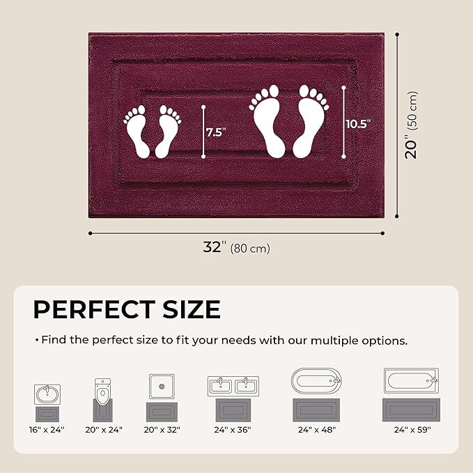 GRANNY SAYS Bathroom Rugs Non Slip, 20" x 32", Bath Rugs for Bathroom Washable, Bath Mats for Floor, Microfiber Bath Mat for Tub, Absorbent Bath Rugs for Bath, Strawberry Red