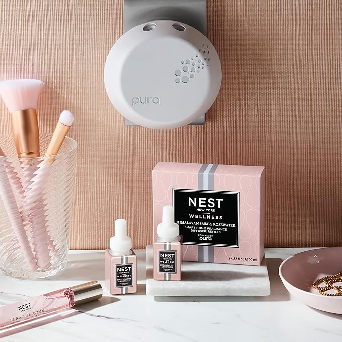 NEST New York Smart Home Fragrance Diffuser Refill Smart Vials, Himalayan Salt & Rosewater - Set of 2 - Designed for NEST x Pura 3 and NEST x Pura 4 Diffusers - Cruelty Free, Vegan - Made in USA