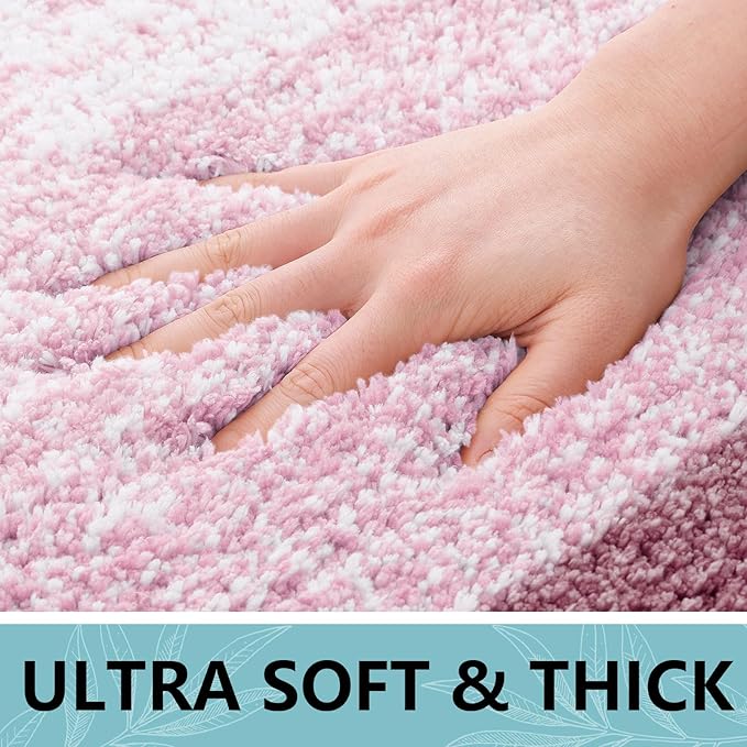 Arotive Microfiber Bathroom Rugs, Shaggy Soft and Absorbent Bath Rug, Non-Slip, Thick Plush Machine Washable Dry Bath Mats for Bathroom, Tub and Shower, 70x24, Mauve