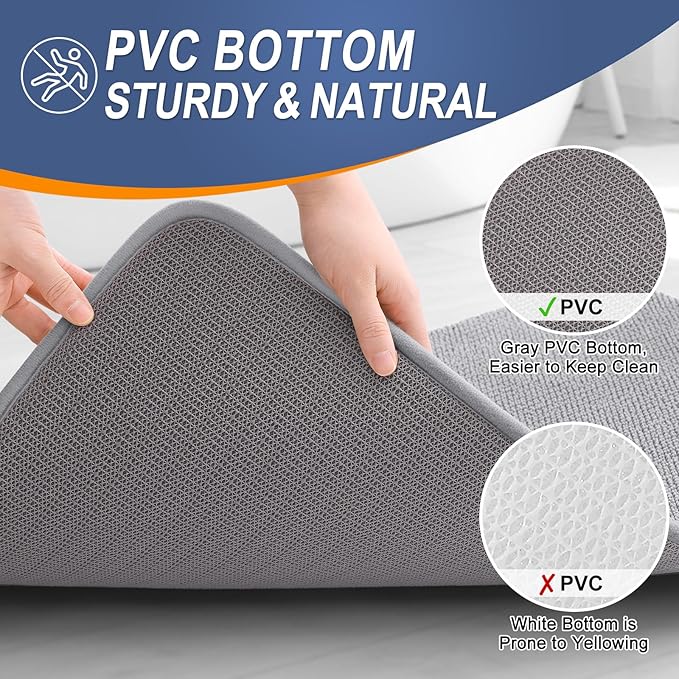 OLANLY Thick Memory Foam Bath Mat Rug 47x24, Extra Soft Absorbent Bathroom Rug, Quick Dry Bath Mats, Non-Slip, Machine Washable Carpet for Bathroom, Tub and Shower, Home Decor Accessories, Grey