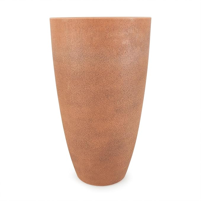 Algreen 43729 Acerra Weather Protected Recycled Composite Vase Planter Pot, Indoor or Outdoor use, Tall Lightweight 7 pounds, Rust