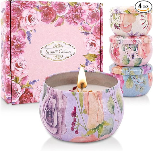 Naimo 4 Pack Scented Candles Long Lasting Soy Wax Aromatherapy Candle for Home Bath Spa Yoga Birthday Gift Set