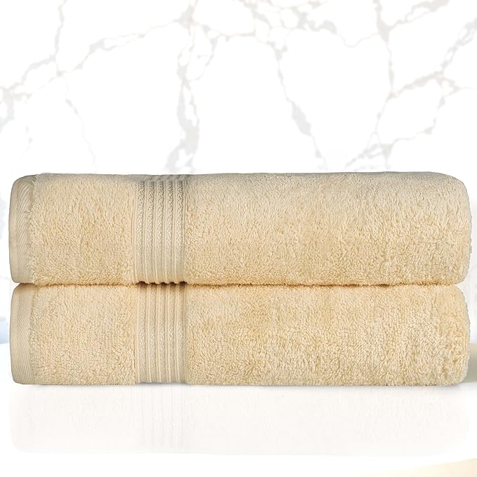 Superior Egyptian Cotton Bath Towel Set, Home Bathroom Towels, Master, Guest Bath, Decor Essentials, Quick Dry, Absorbent, Large Body Towels, Spa, Hotel, Resort, Adult, Kids, Set of 2, Canary