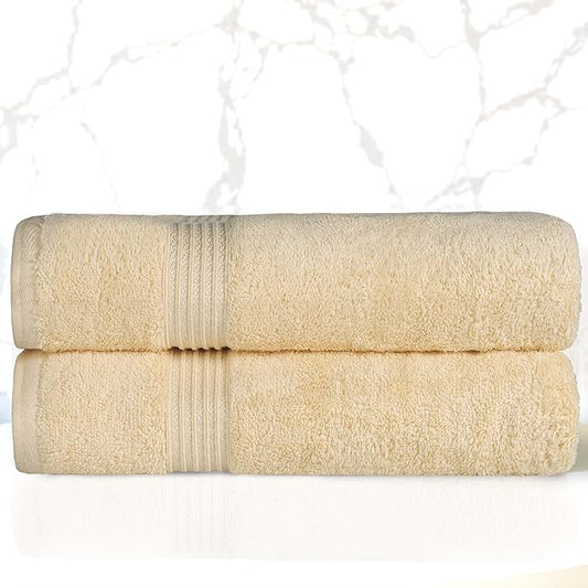 Superior Egyptian Cotton Bath Towel Set, Home Bathroom Towels, Master, Guest Bath, Decor Essentials, Quick Dry, Absorbent, Large Body Towels, Spa, Hotel, Resort, Adult, Kids, Set of 2, Canary