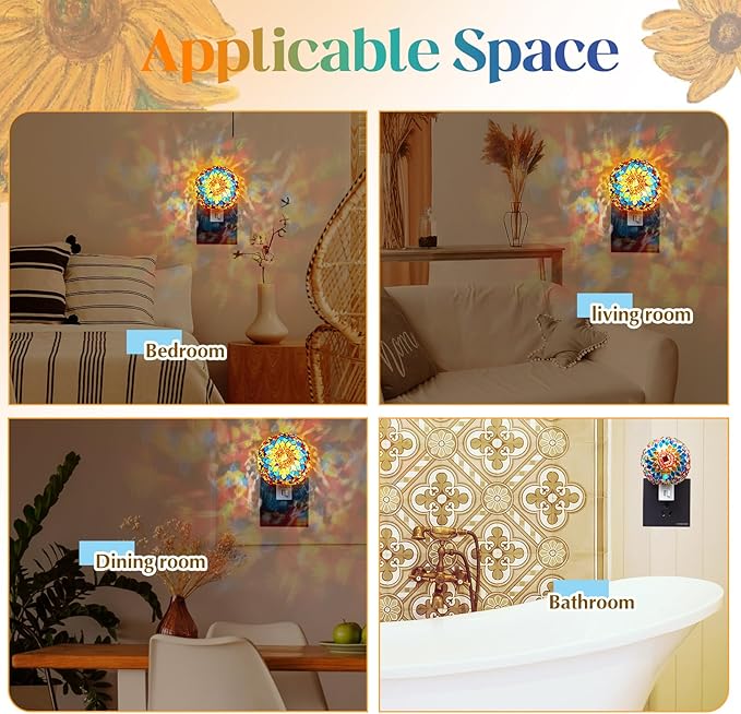 Hortsun Turkish Night Lights Plug into Wall Turkish Lamp Moroccan Lamp Stained Glass Mosaic Night Lights Plug in Bohemian Globe Decor for Living Room Corridor Bedroom Decorations