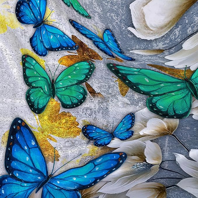 AILONEN Colorful Butterfly Shower Curtain for Girls Women Retro Flower Butterfly Bathroom Decor,Flying Butterfly Vintage Bath Curtain 36" W*72" H Polyester Waterproof Bathroom Curtain with 12 Hooks