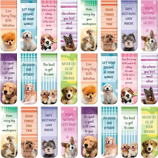 Zonon 24 Pieces Christian Magnetic Bookmarks Magnet Page Markers Christian Puppy Bookmarks Assorted Set for Teachers Reading Supplies