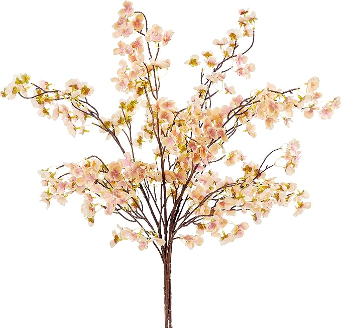 SITUMEIZI Artificial Cherry Blossom Branches Silk 40.58 Inch Faux Cherry Flowers Tall Stems for Home Wedding Bedroom Table Japanese Real Touch Vase Decoration(4Pcs,Champagne)