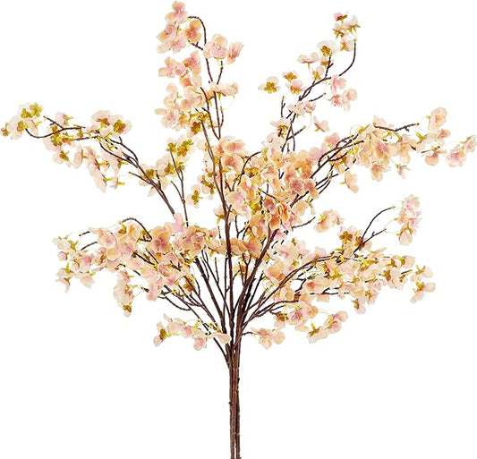 SITUMEIZI Artificial Cherry Blossom Branches Silk 40.58 Inch Faux Cherry Flowers Tall Stems for Home Wedding Bedroom Table Japanese Real Touch Vase Decoration(4Pcs,Champagne)