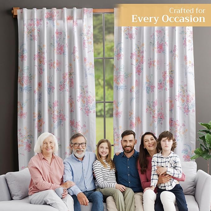 Maison d' Hermine Curtains for Living Room 100% Cotton 96 inch Length Two Panels Light Filtering Curtains for Bedroom Windows with Rod and Loop Pockets Drapes (Paradise Island, 50" W x 96" L)