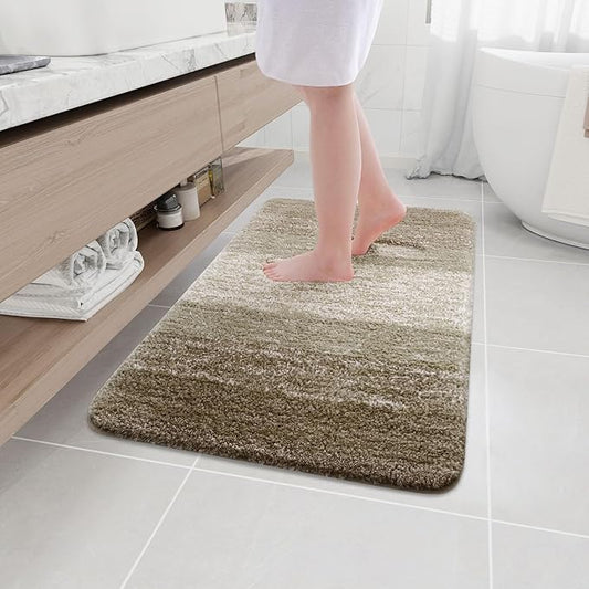 Arotive Microfiber Bathroom Rugs, Shaggy Soft and Absorbent Bath Rug, Non-Slip, Thick Plush Machine Washable Dry Bath Mats for Bathroom, Tub and Shower, 36x24, Coffee