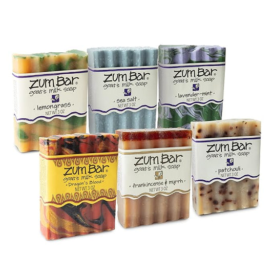 Zum Bar Goat's Milk Soap - Lemongrass, Dragon's Blood, Frankincense & Myrrh, Sea Salt, Lavender-Mint, Patchouli - 3 oz (6 Pack)