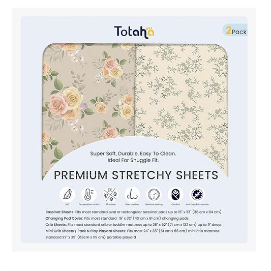 TotAha Changing Pad Cover, Buttery Soft Diaper Changing Pad Covers for Girls Boys, Super Stretchy Jersey Knit Changing Table Covers, 5'' Deep Pocket, 2 Pack