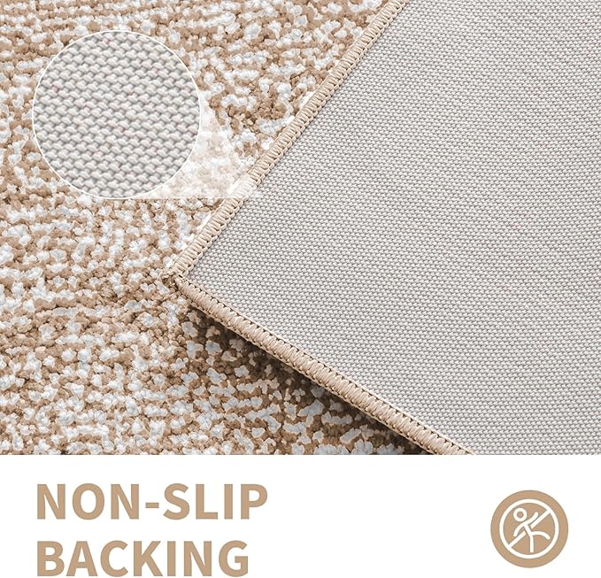 CozeCube Bath mats for Bathroom Non Slip, Fluffy Shaggy Bath Rugs for Bathroom Washable, Extra Soft and Absorbent Microfiber Bath Rugs for Shower Sink, Kitchen Sink, Beige, 24" x 36"