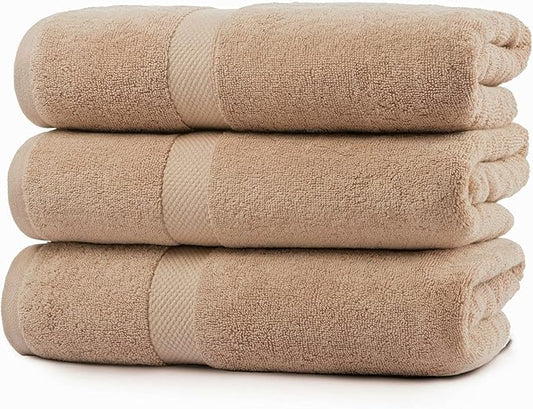 Luxury Bath Towels, 700 GSM Premium Beige Bath Towels, Quick Dry Beige Towels Bathroom, Soft Bath Towels Body Towels Beige Towel Set for Bathroom 27x54 Inches, Beige Towels Set of 3