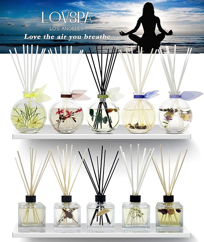 LOVSPA Sage & Lemongrass Reed Diffuser Set - Lemon, Kiwi, Clary Sage & Lemongrass Scent Diffuser - Reed Diffusers for Home with Long Lasting Fragrance - Non-Toxic Oil Reed Diffuser - Made in The USA