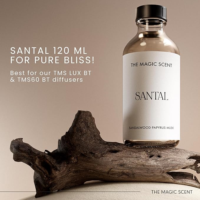 Santal Fragrance Oil - Diffuser Oil Scent - Cold-Air & Ultrasonic Santal Diffuser Oil - Santal Essential Oil Aroma Diffuser Oils Scents for Home - Sandalwood Oil - 4 fl oz, 120 mL