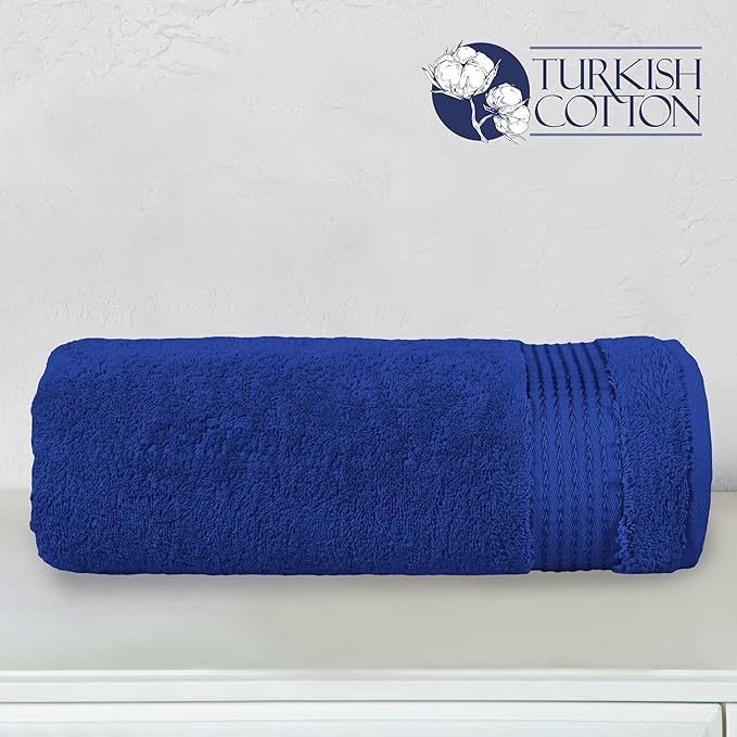 Elegant Comfort Premium Turkish Cotton 1 Piece Jumbo Bath Towel - 35 x 70 inch, Luxurious Hotel Spa Quality 100% Turkish Cotton Large Bath Towel - Highly Absorbent - Soft Bathroom Towel, Royal Blue