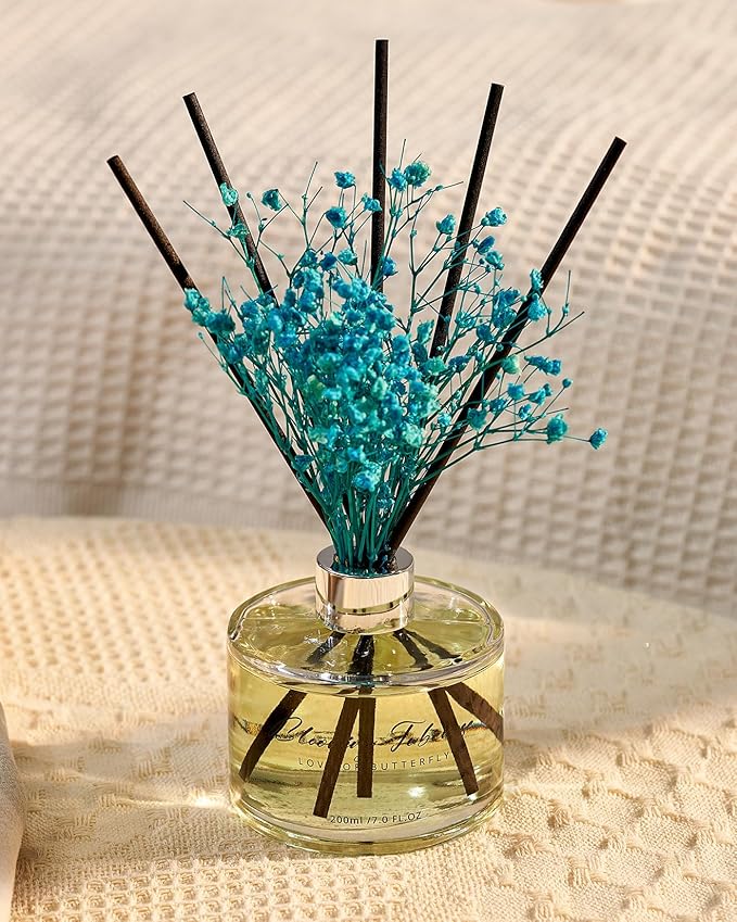 M&SENSE Reed Diffuser Set with 7 Sticks | 7.0oz Fresh Tuberose Scent, Long Lasting Oil Diffuser, Non-Toxic Fragrance Diffuser for Home Decor & Mothers Day with Baby's Breath Flower